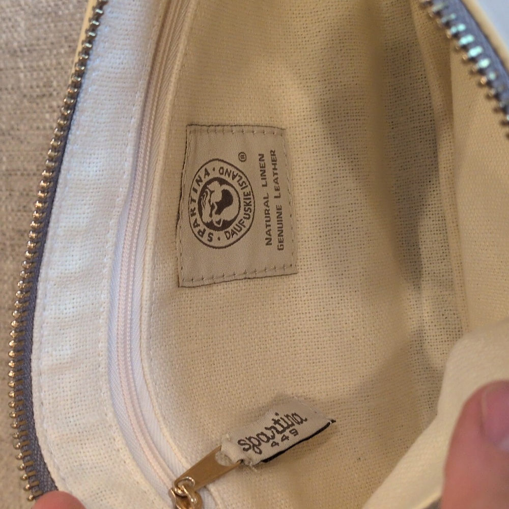 Spartina 449 De Renne East West Hipster Cream and Gray Crossbody Bag - Picture 9 of 14